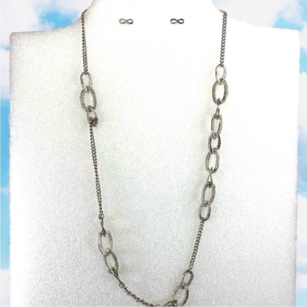 ❤️ LAILA ROWE Long Rope Curb Chain Link Necklace Silver Preppy Coastal Nautical